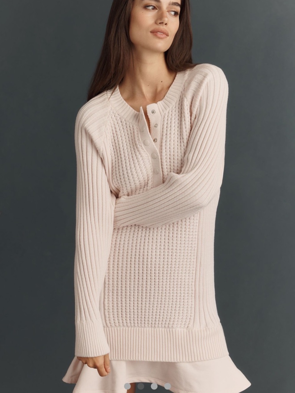 Anthropologie Daily Practice Soft Pink Knit Henley Mini Dress NWT - Picture 3 of 5